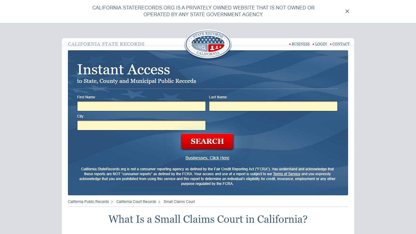 California Small Claims Court Records | StateRecords.org